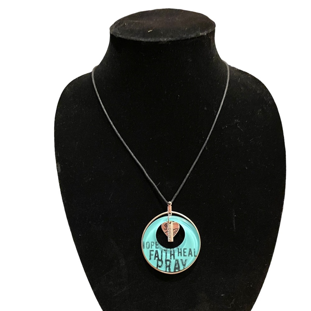 Black cord turquoise loops jewelry necklace